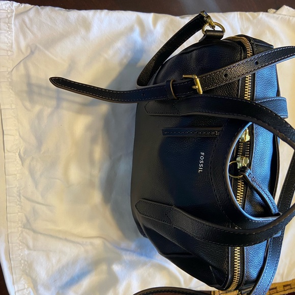 Fossil Hailey Black Leather Satchel /Crossbody bag - Picture 10 of 12